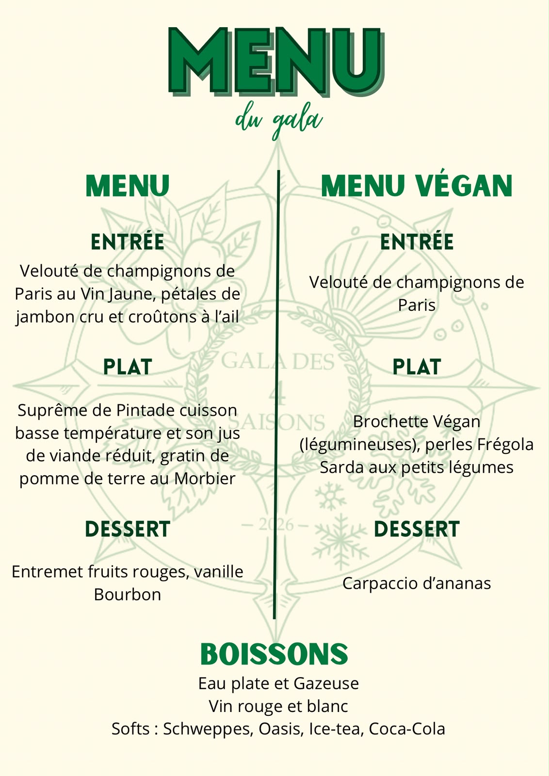 Menu repas